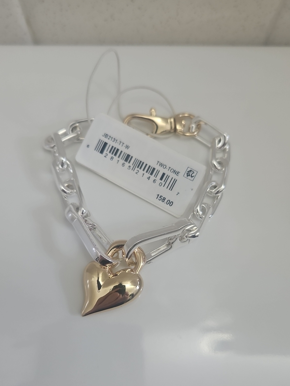 JENNY BIRD PUFFY PADLOCK HEART CHAIN BRACELET NWT